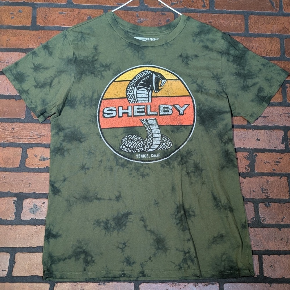 Carroll Shelby Shelby Cobra Tie Dye Tee Green Vintage Look Officially Licensed